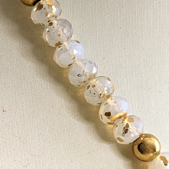 White Opal W/ Gold Specks Beads & Natural Pearls W/ Pearl Pendant Necklace - Picture 5 of 9